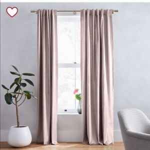 TWO West Elm Luster Velvet Curtains in Dusty Blush, 48” x 84”